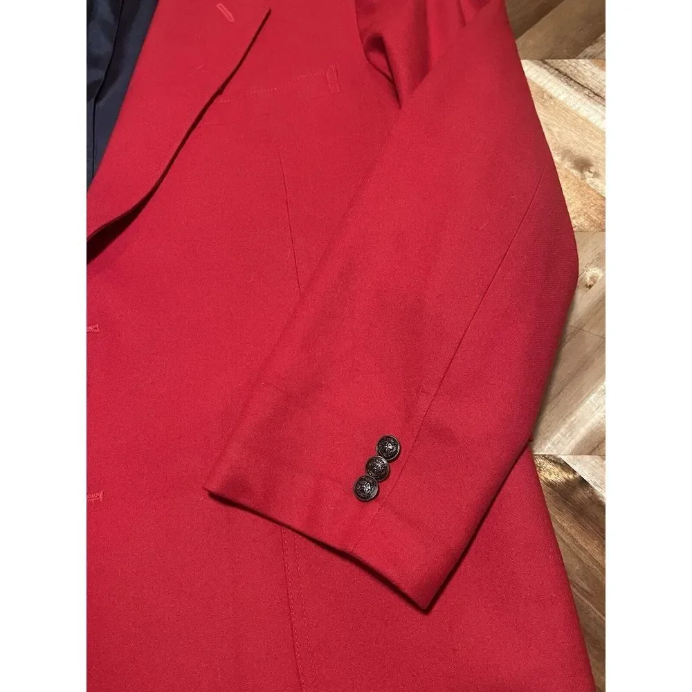 Pendleton Men's Size 46 Virgin Wool Bright Red blazer coat vintage USA - Picture 5 of 14